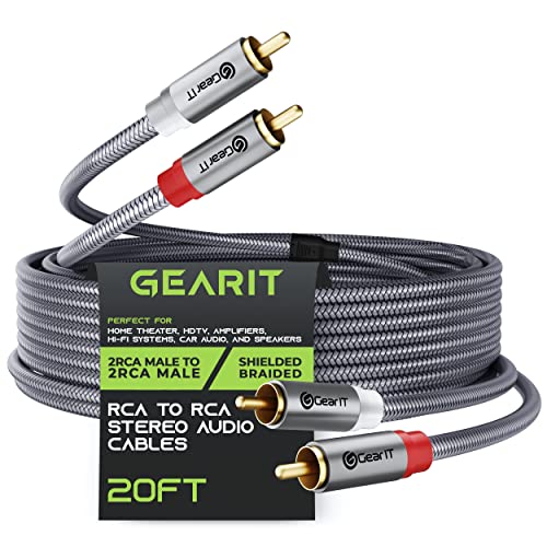 GearIT RCA Cable - 20FT Stereo Audio Cable