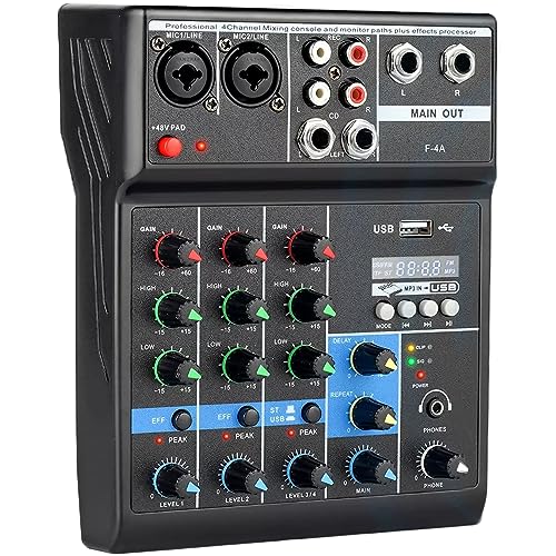 Aveek Audio Mixer 4 Channel Sound Board Mixing Console