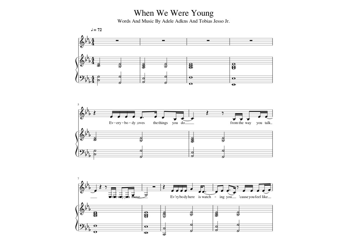 Adele When We Were Young Piano Sheet Music