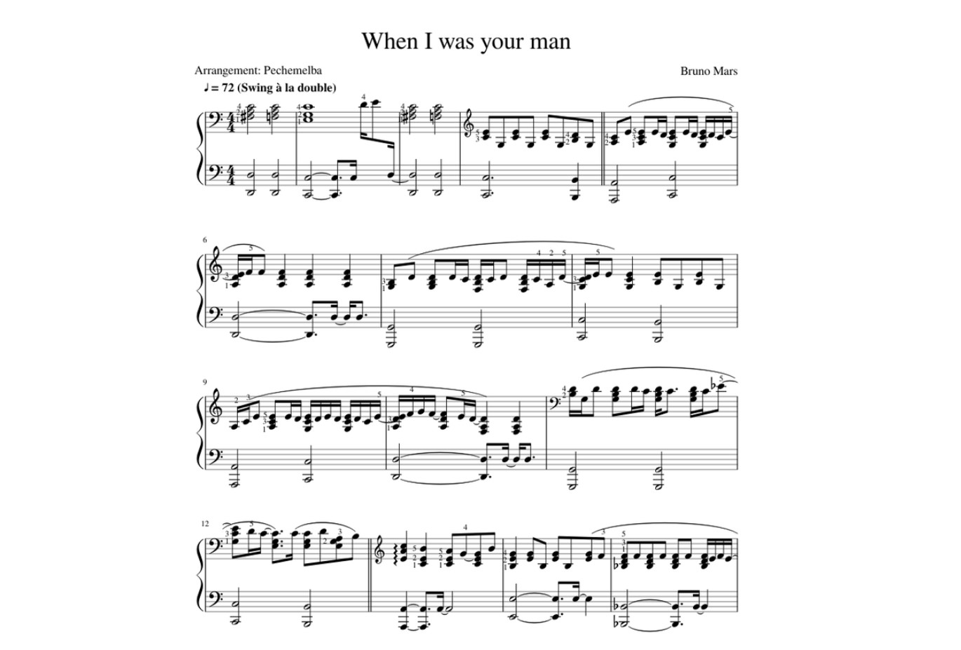 Bruno Mars When I Was Your Man Sheet Music