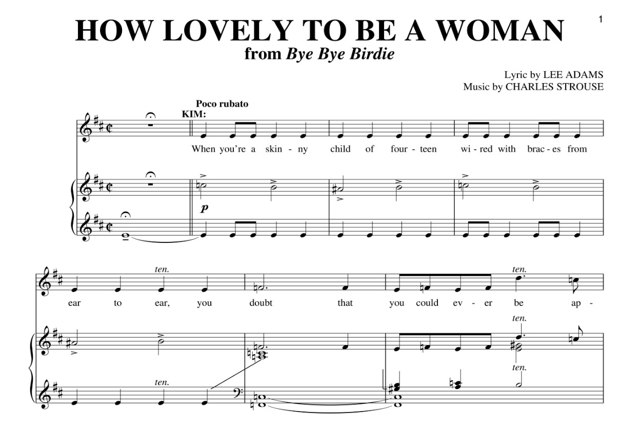 Bye Bye Birdie How Lovely To Be A Woman Sheet Music Free
