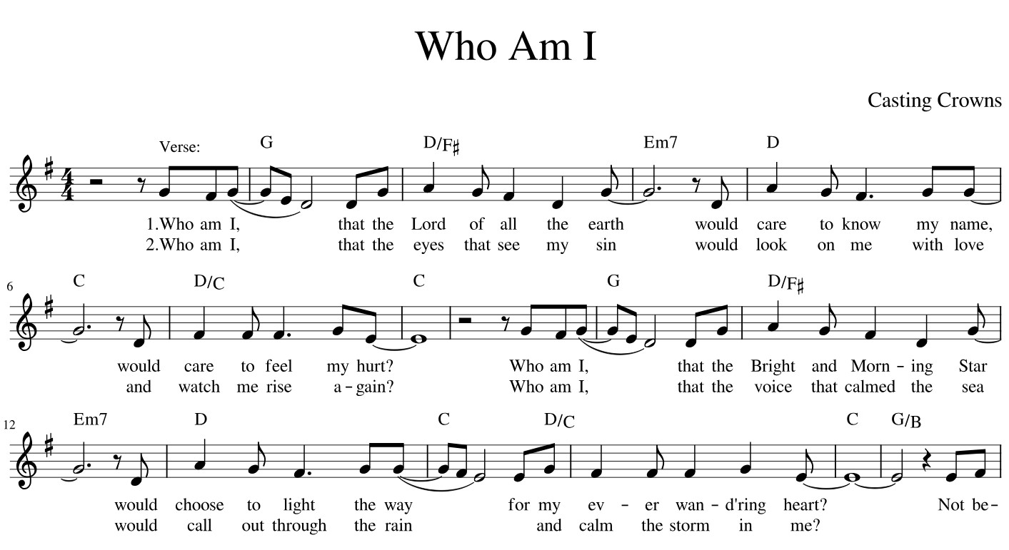 Casting Crowns Who Am I Sheet Music
