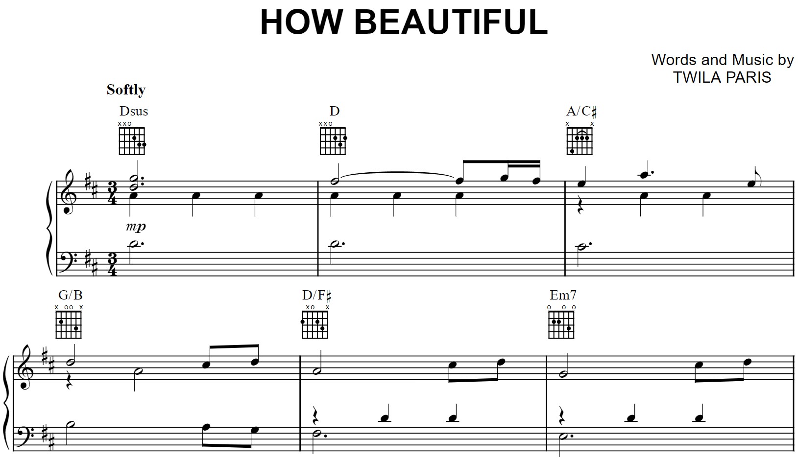 How Beautiful Piano Sheet Music