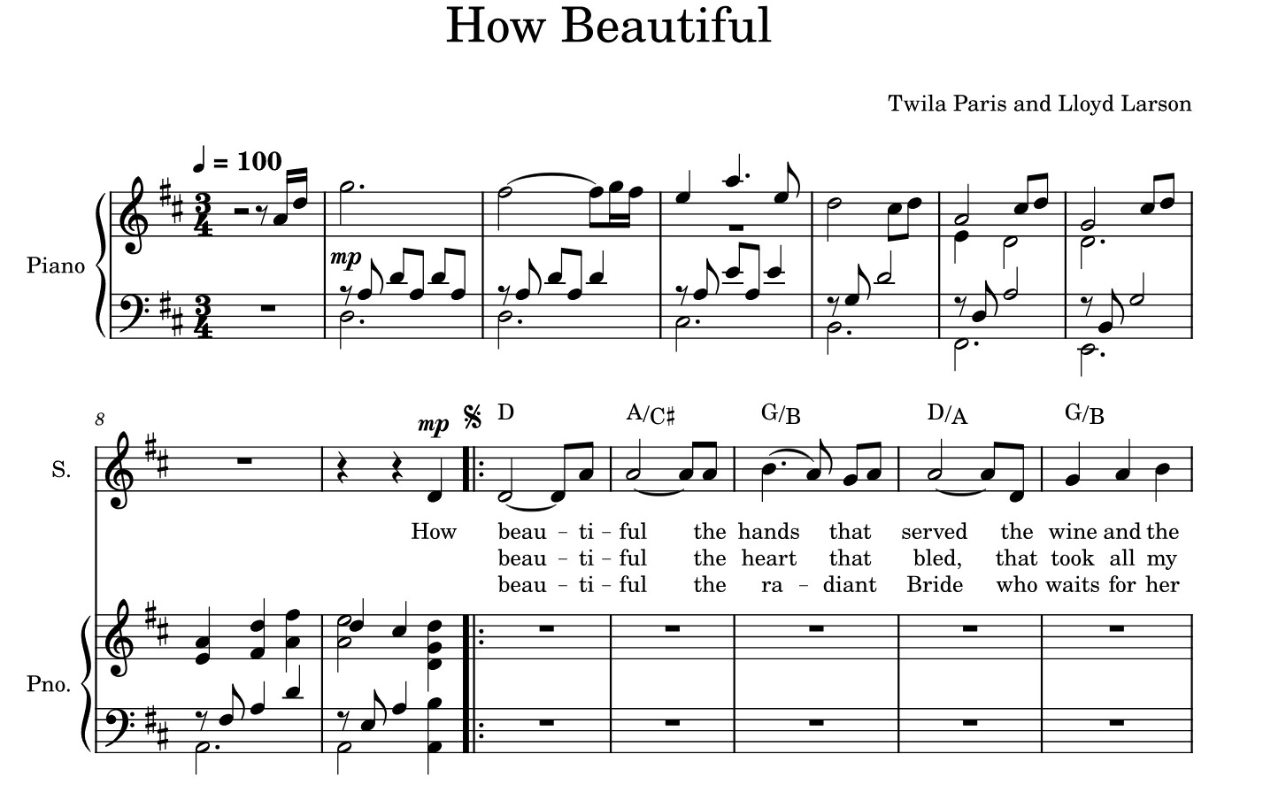 How Beautiful Twila Paris Sheet Music