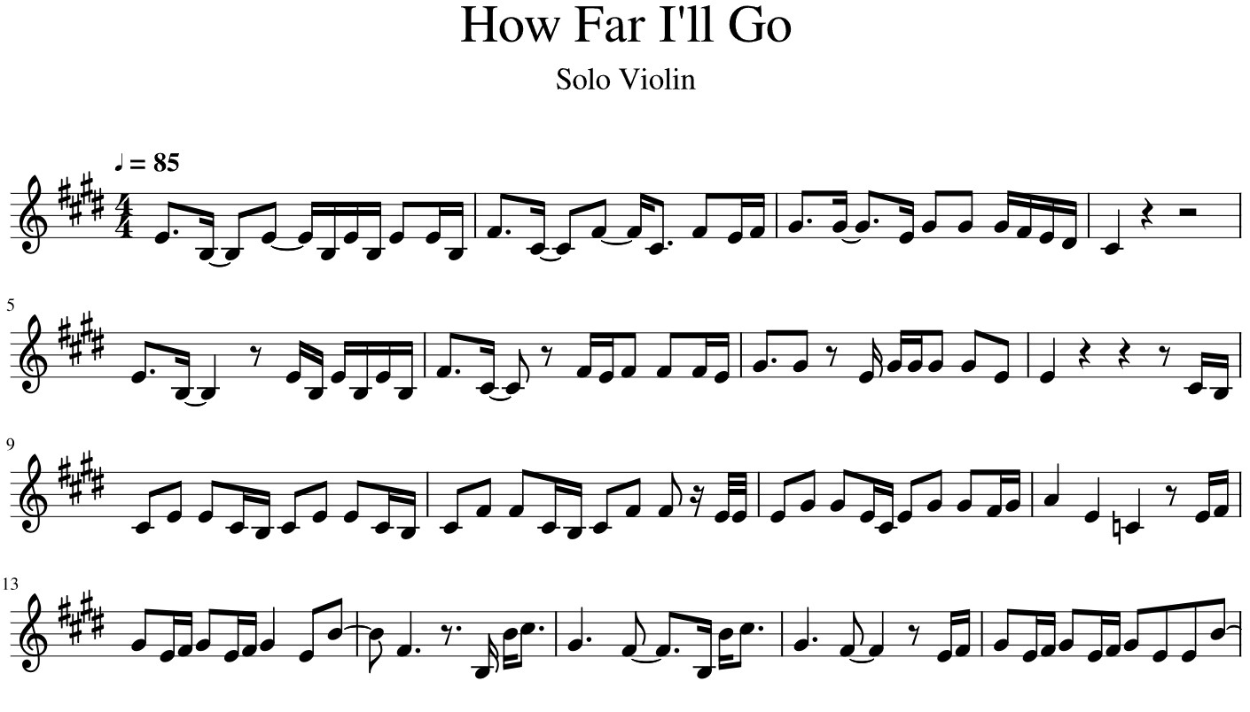 How Far I’ll Go Violin Sheet Music