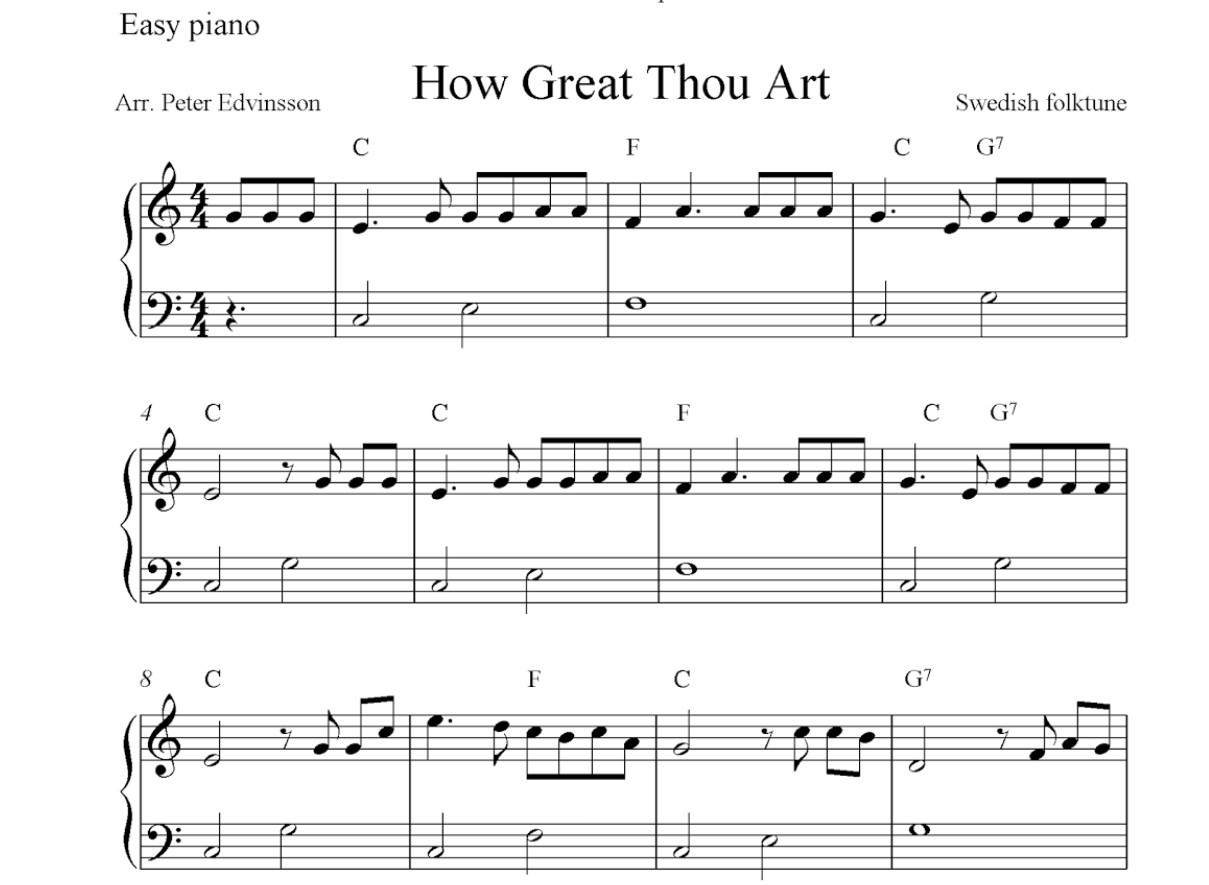 How Great Thou Art Easy Piano Sheet Music