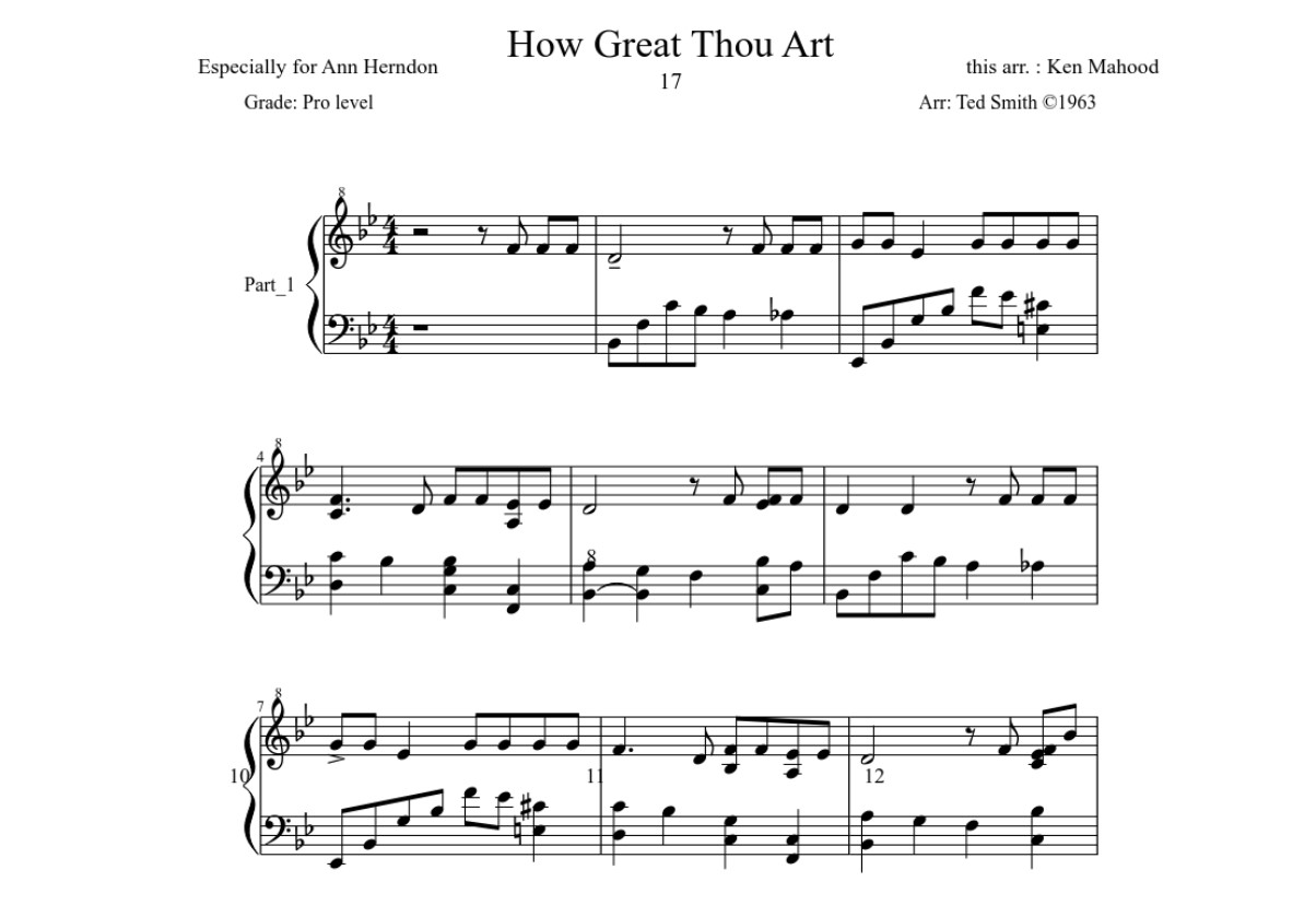 How Great Thou Art Piano Sheet Music Free