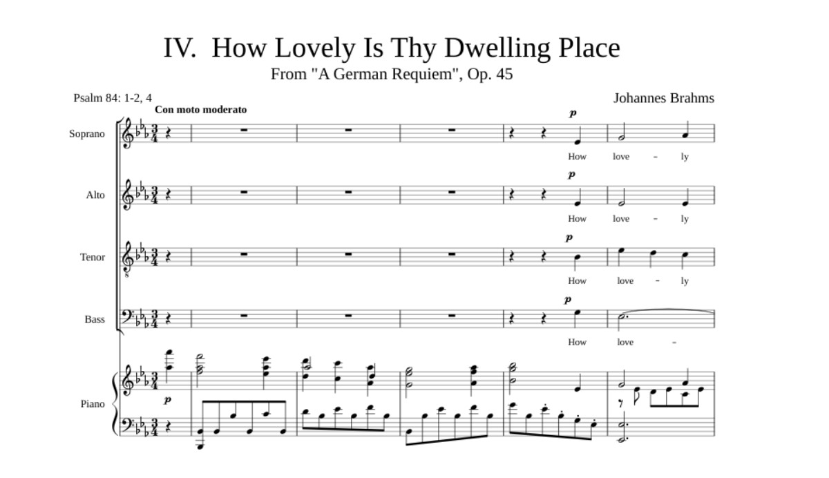 How Lovely Are Thy Dwellings Brahms Sheet Music