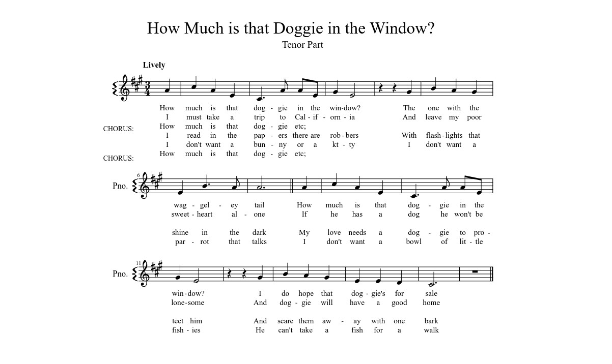 How Much Is That Doggie In The Window Sheet Music