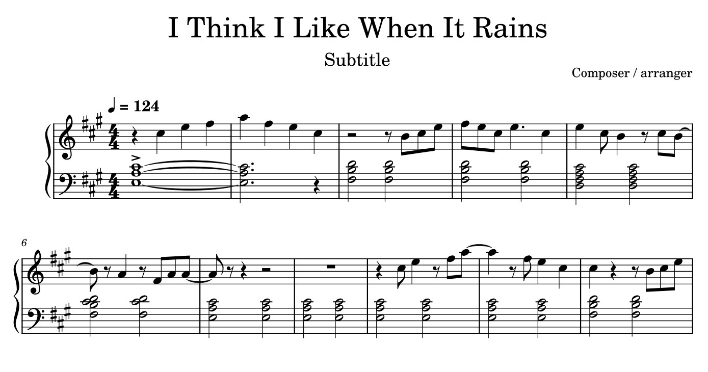 I Think I Like When It Rains Sheet Music