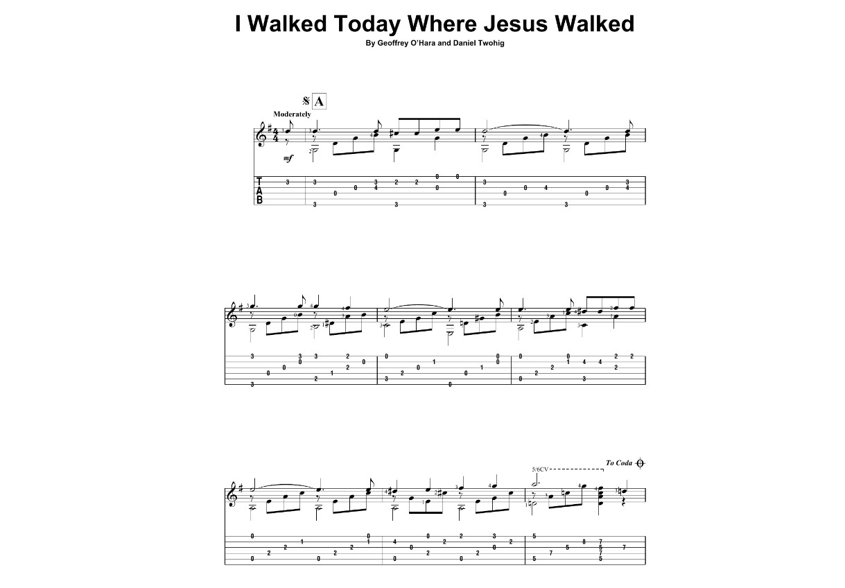 I Walked Today Where Jesus Walked Free Sheet Music