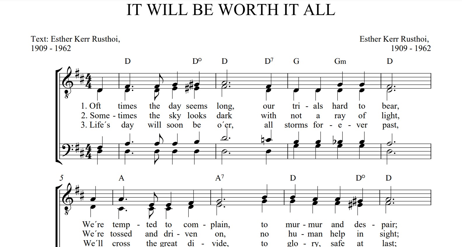 It Will Be Worth It All When We See Jesus Sheet Music
