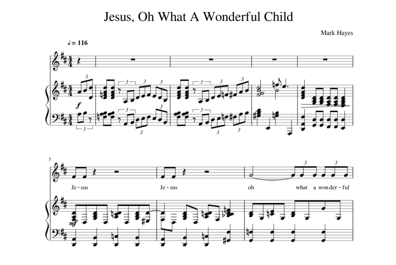 Jesus Oh What A Wonderful Child Sheet Music