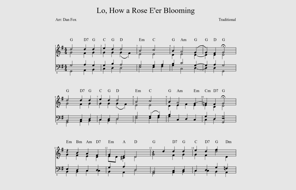 Lo How A Rose E Er Blooming Sheet Music