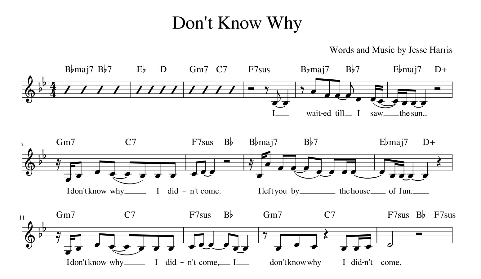 Norah Jones Don’t Know Why Sheet Music