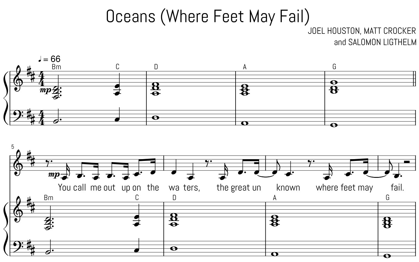 Oceans Where Feet May Fail Sheet Music Free