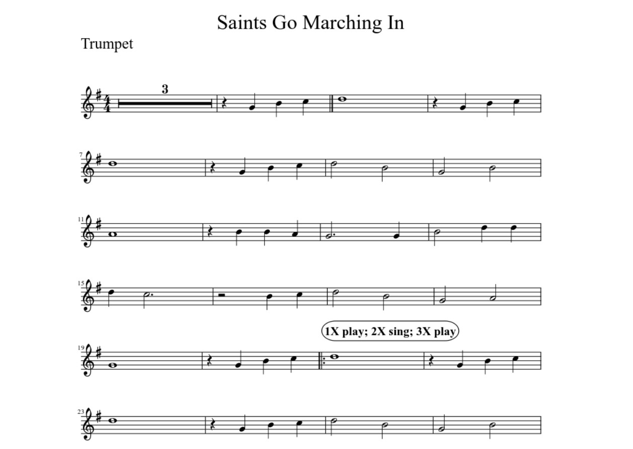 Oh When The Saints Go Marching In Trumpet Sheet Music
