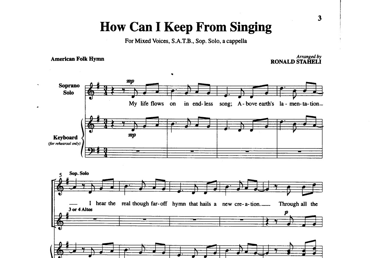 Sheet Music For Celtic Women How Can I Keep From Singing