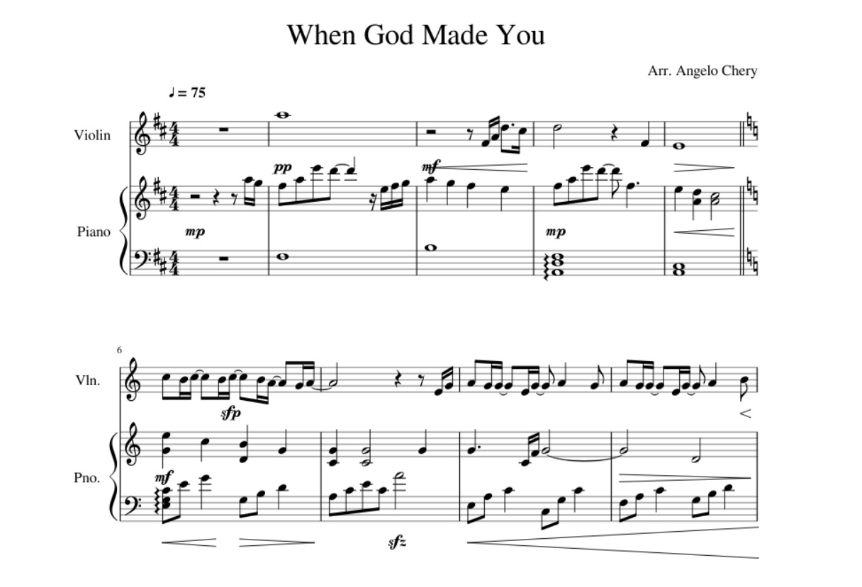 Sheet Music For When God Made You