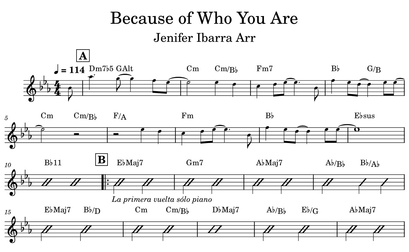 Sheet Music To Because Of Who You Are By Vicki Yohe