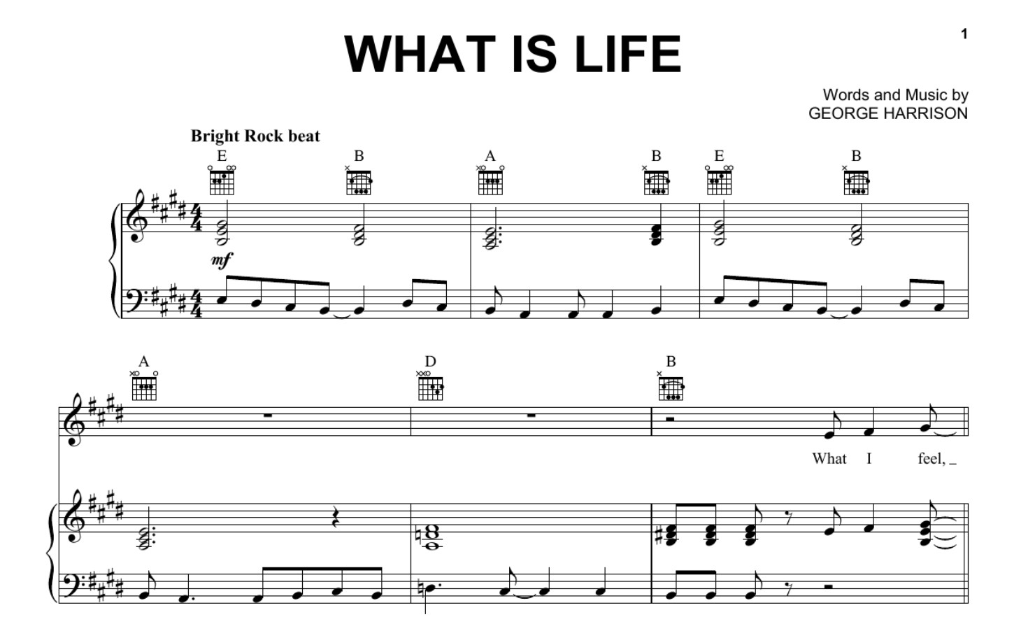 Sheet Music What Is Life George Harrison