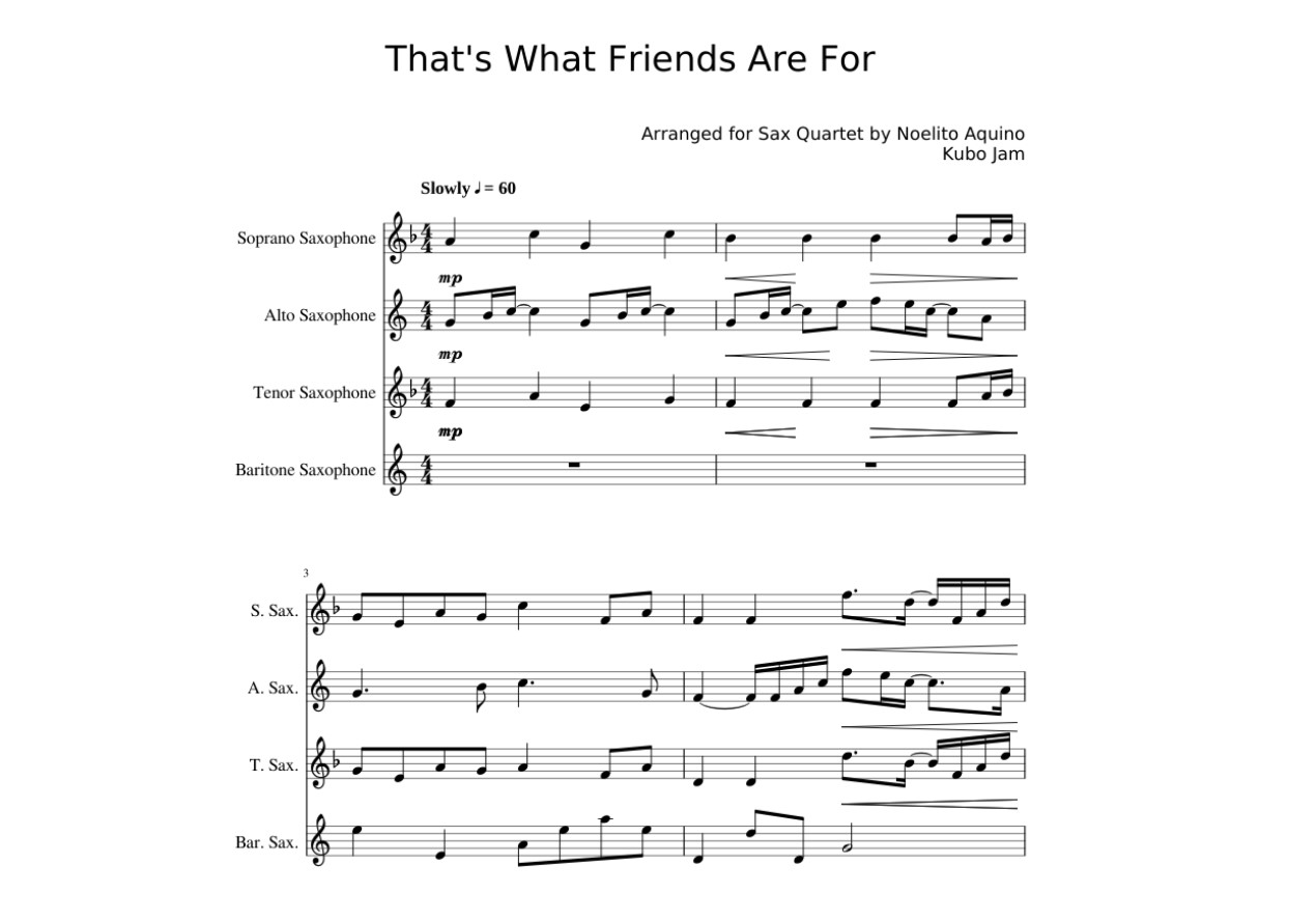 That’s What Friends Are For Saxophone Tenor Sheet Music