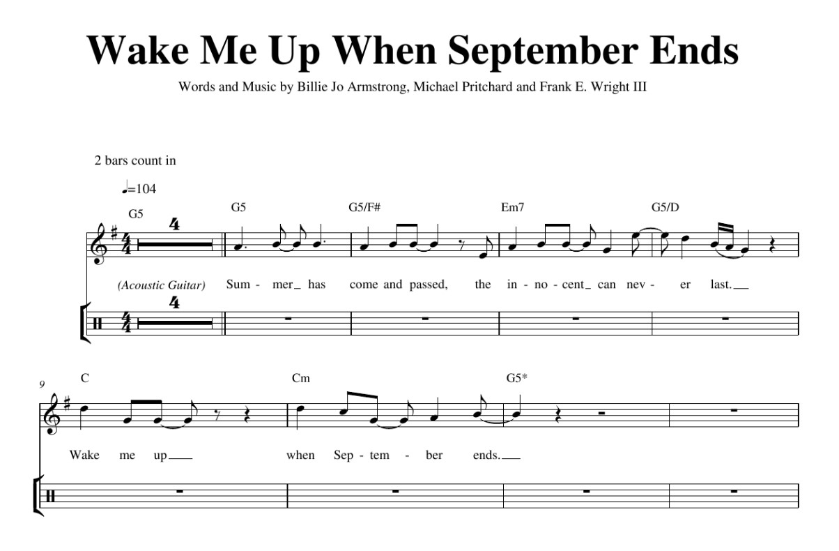 Wake Me Up When September Ends Sheet Music