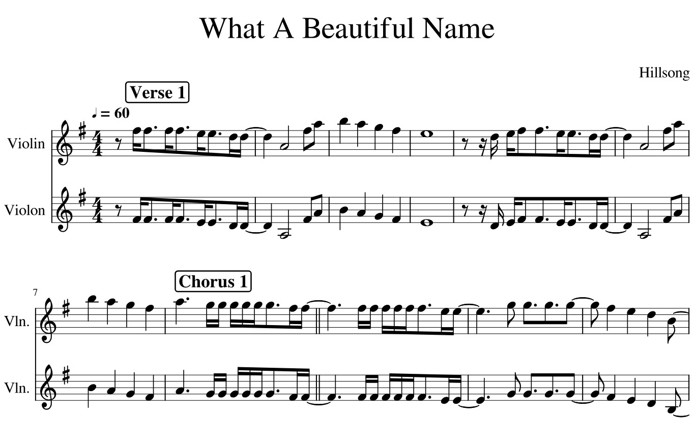 What A Beautiful Name Violin Sheet Music Free