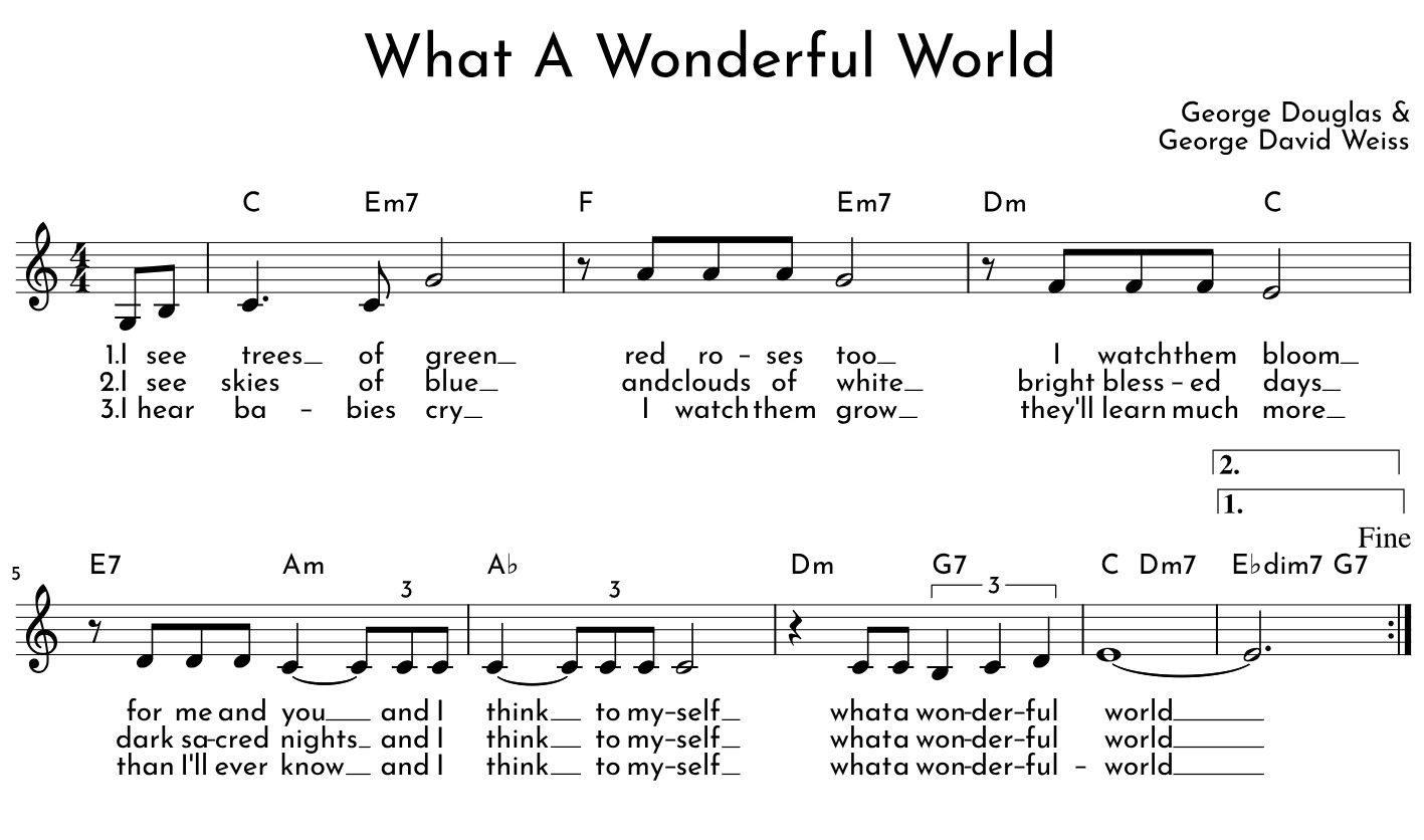 What A Wonderful World Sheet Music Piano