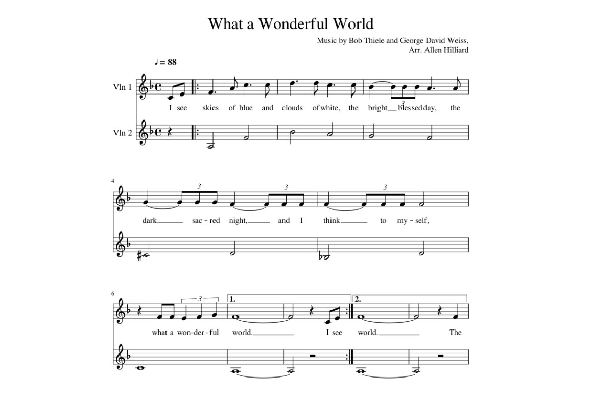 What A Wonderful World Sheet Music Violin