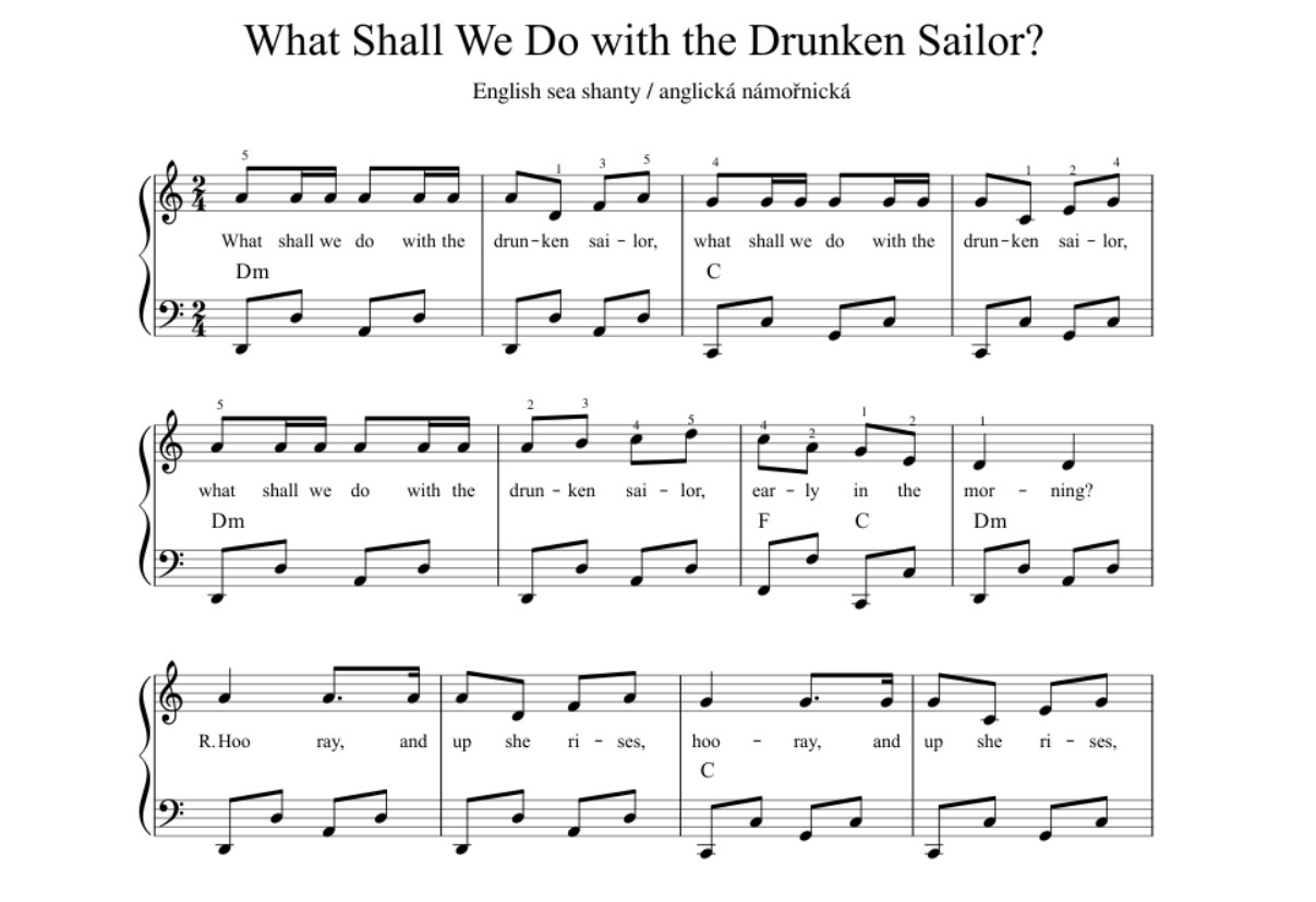 What Do You Do With A Drunken Sailor Sheet Music