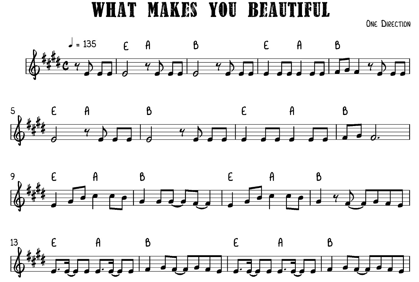 What Makes You Beautiful Vocal Sheet Music Free