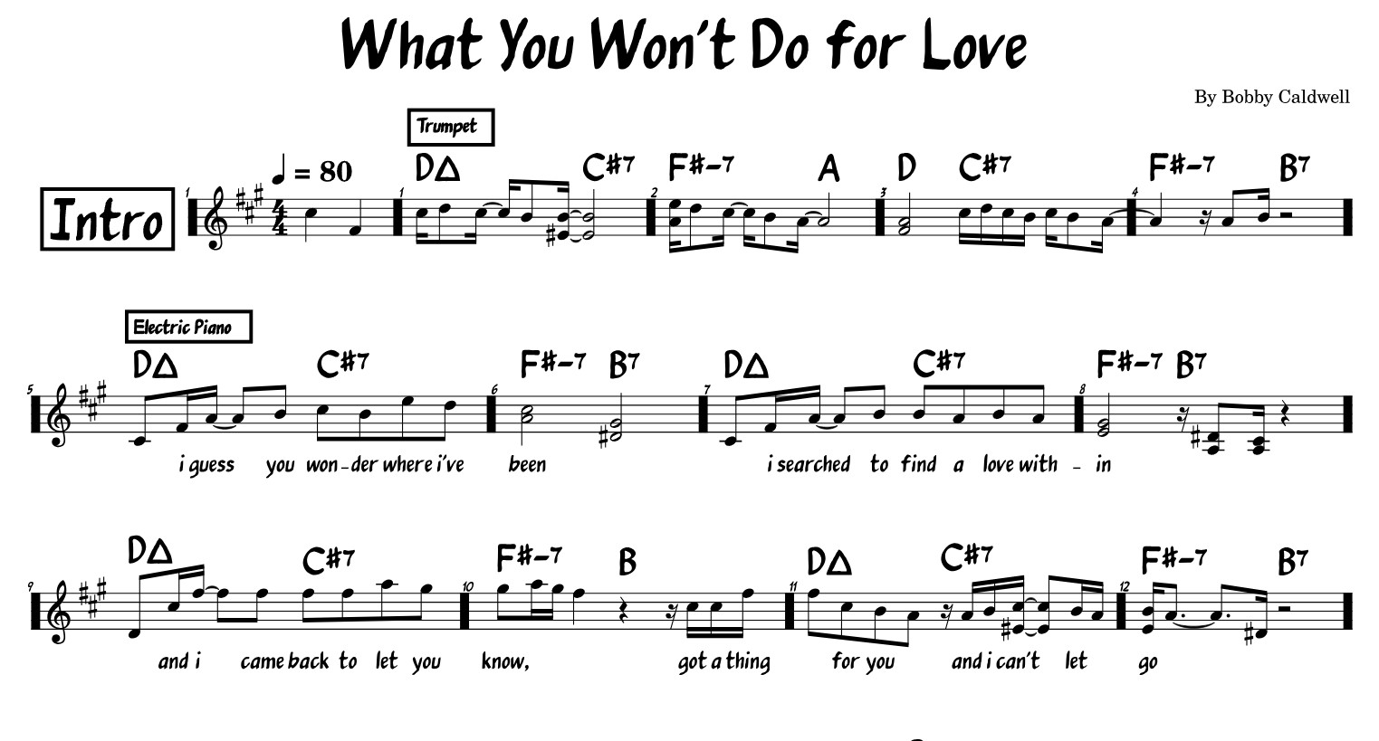 What You Won’t Do For Love Piano Sheet Music