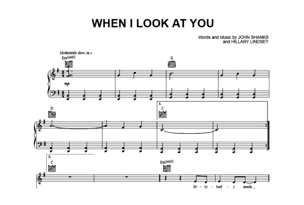 When I Look At You Sheet Music Free Printable