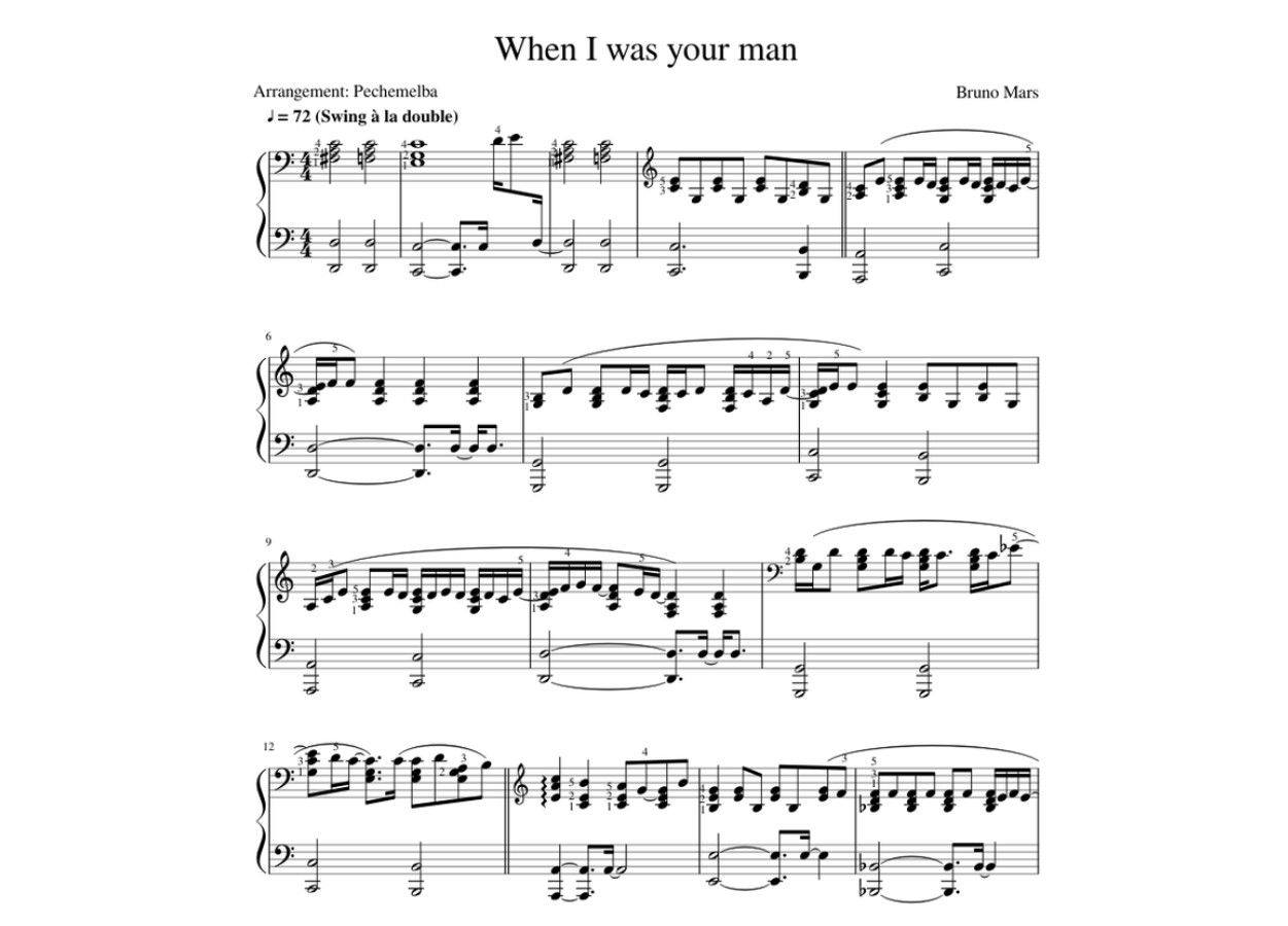 When I Was Your Man Piano Sheet Music Free