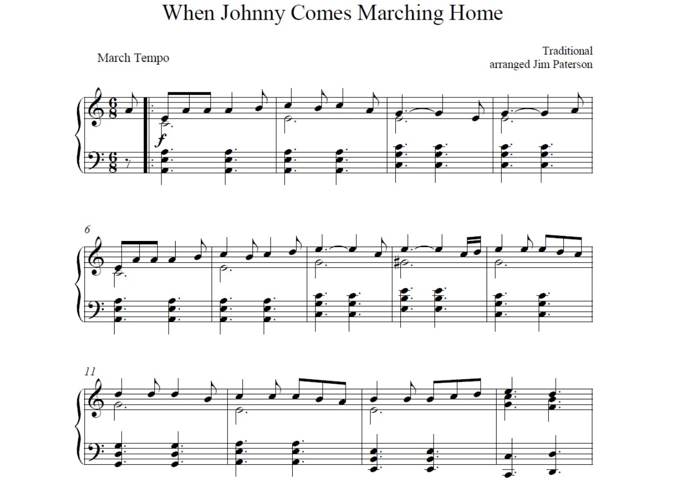 When Johnny Comes Marching Home Sheet Music