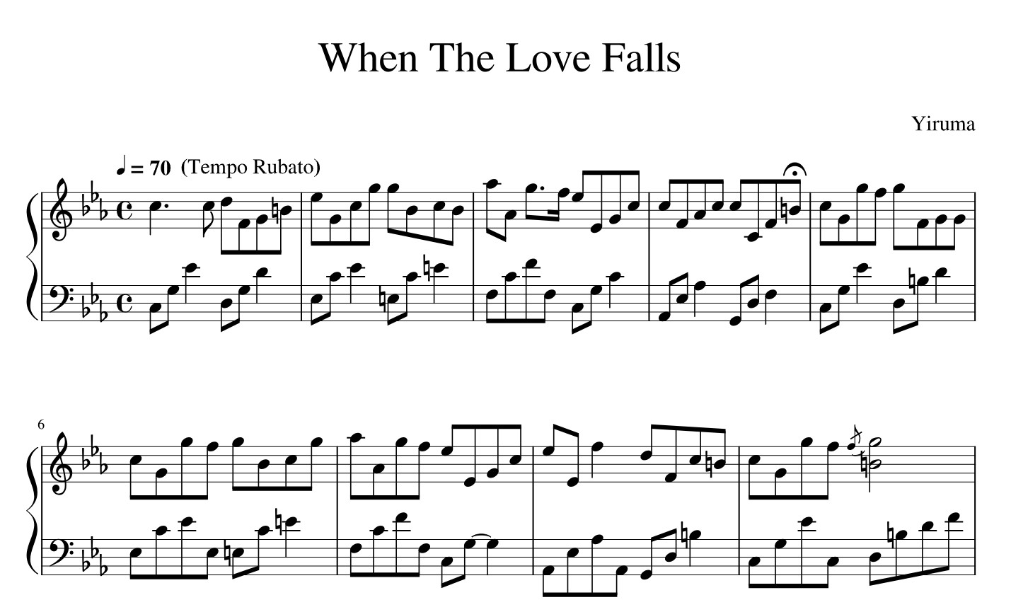 When The Love Falls Sheet Music