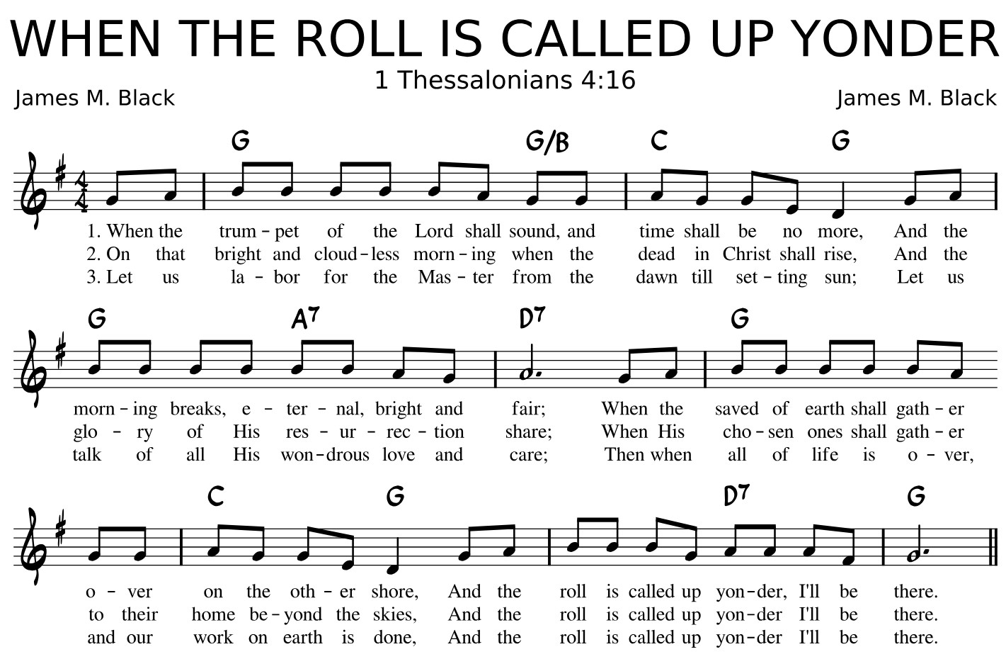 When The Roll Is Called Up Yonder Sheet Music