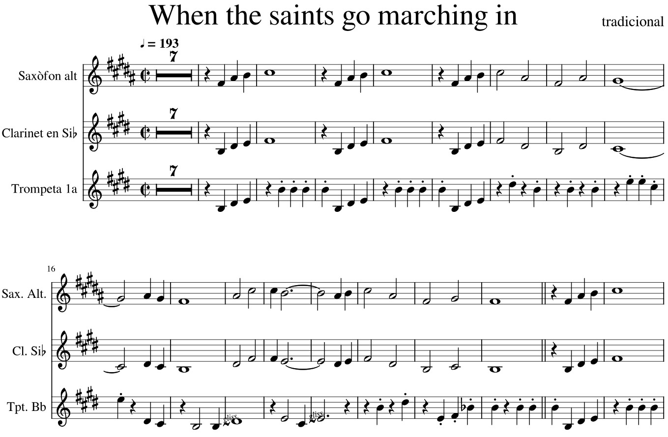 When The Saints Go Marching In Clarinet Sheet Music