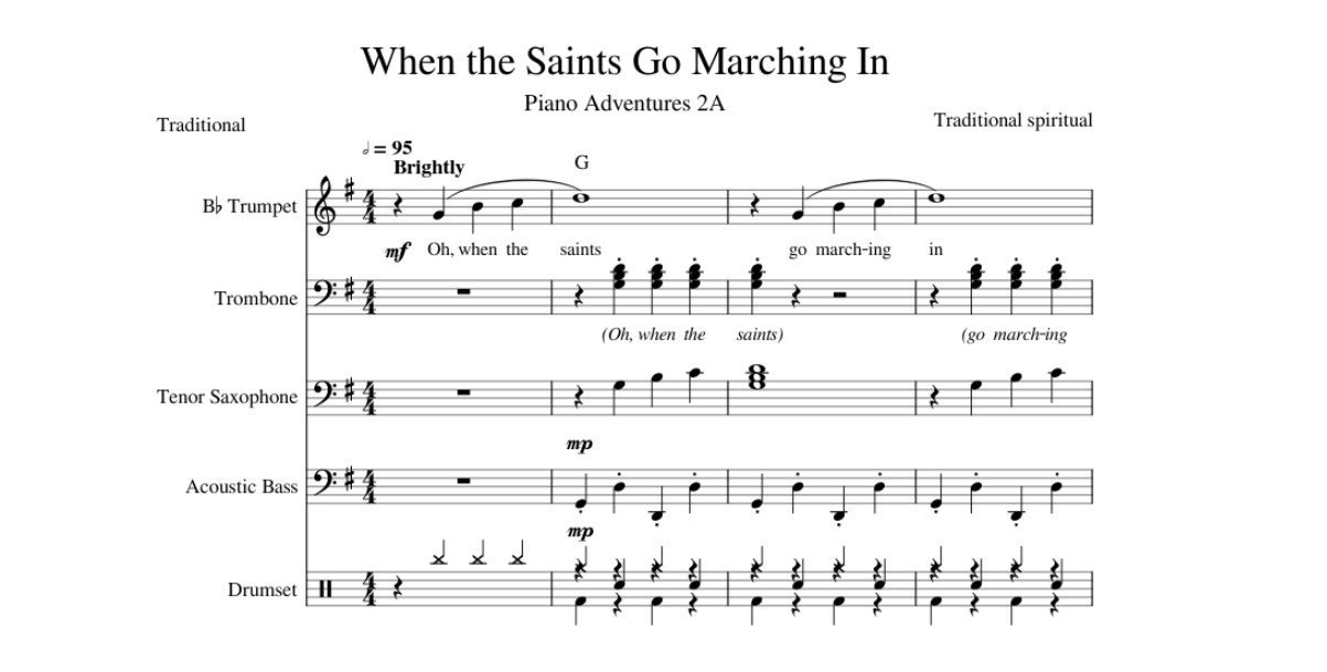 When The Saints Go Marching In Sheet Music Piano Both Hands | Audiolover