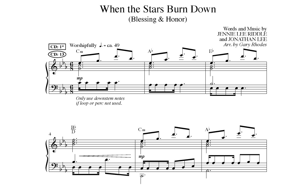 When The Stars Burn Down Piano Sheet Music