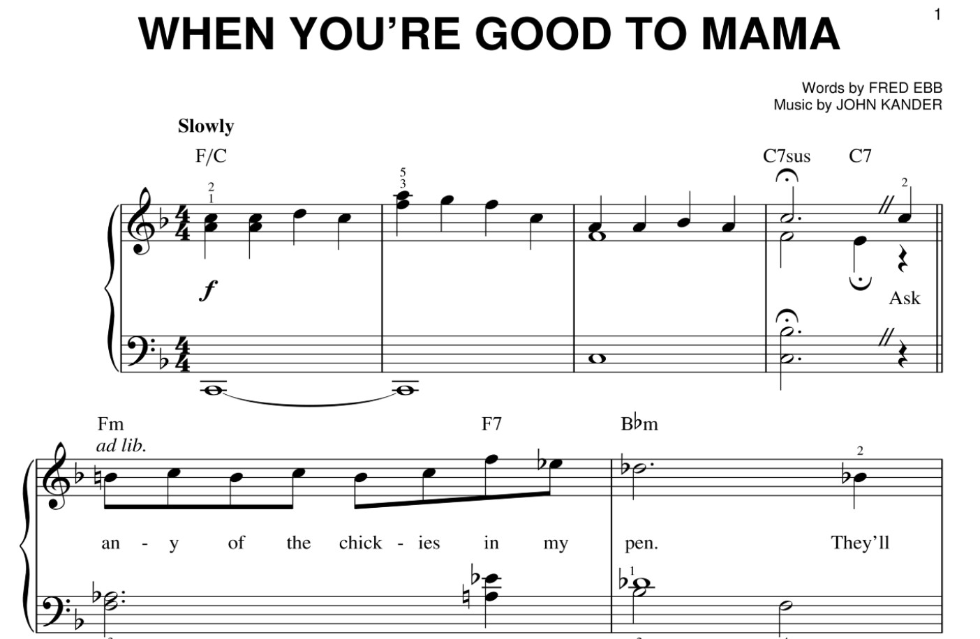 When You’re Good To Mama Sheet Music PDF