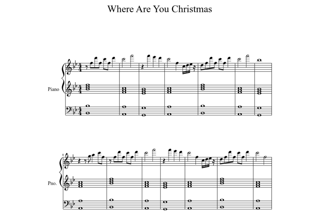 Where Are You Christmas Sheet Music Piano Free