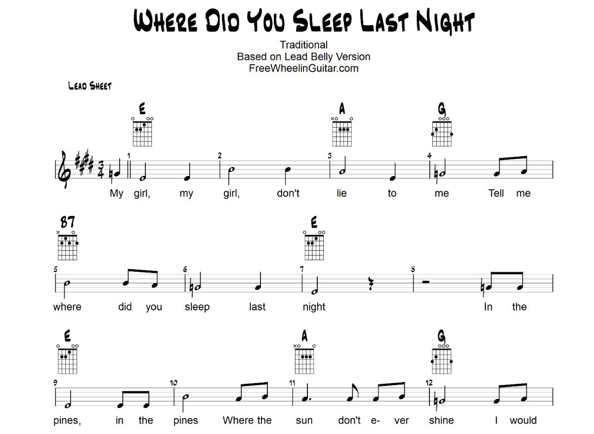 Where Did You Sleep Last Night Sheet Music