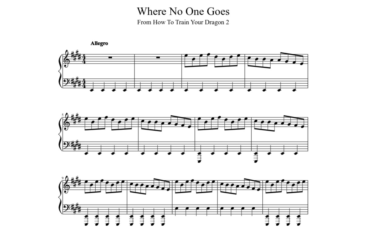 Where No One Goes Sheet Music