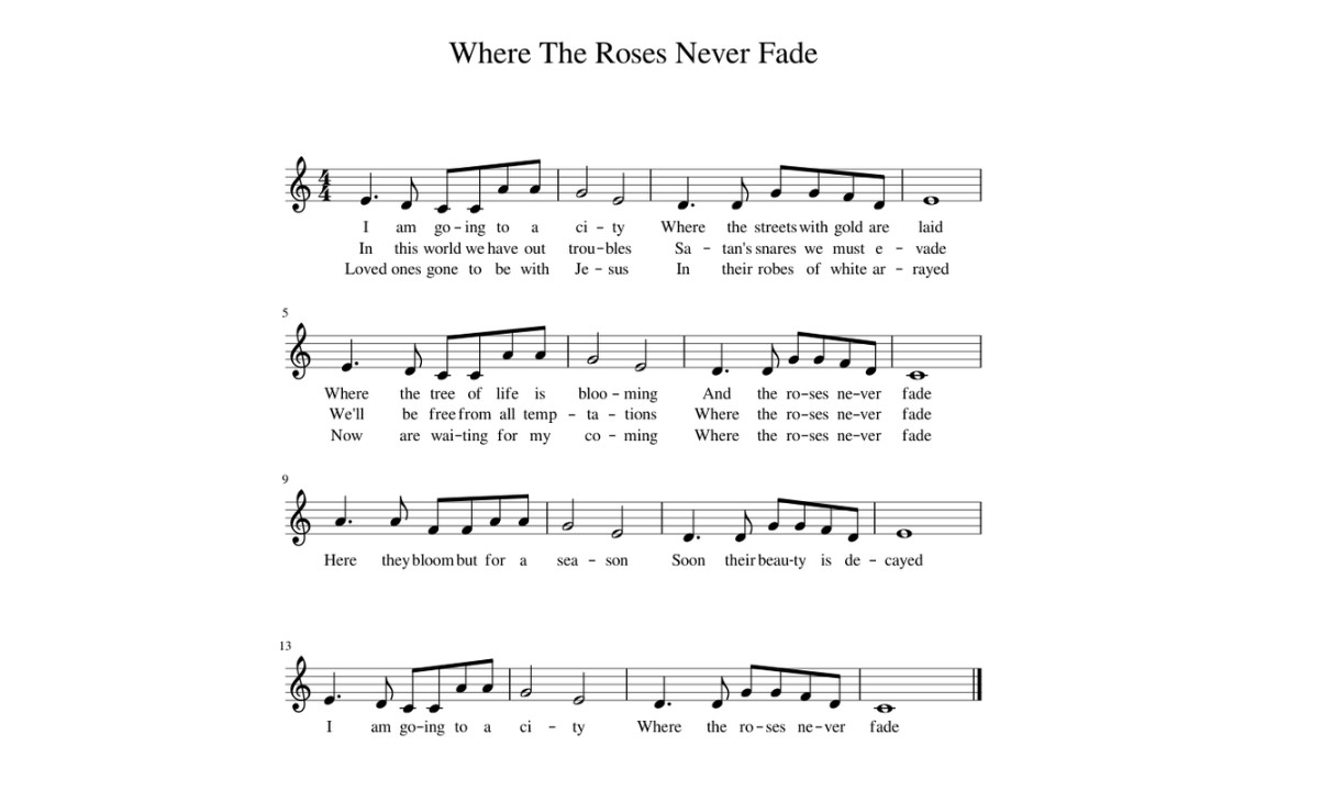 Where The Roses Never Fade Sheet Music Free